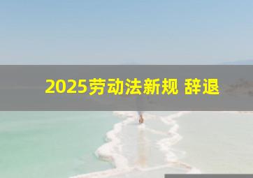 2025劳动法新规 辞退